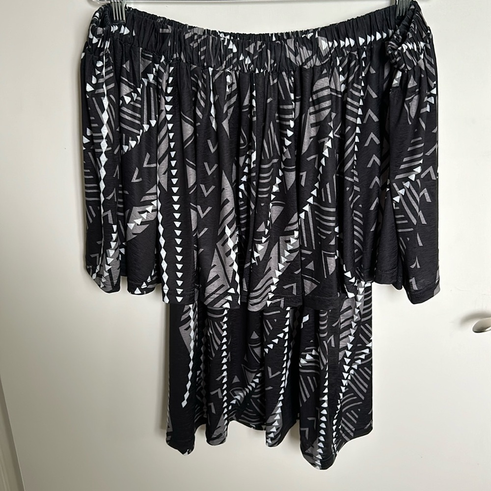 Black and grey tribal blouse